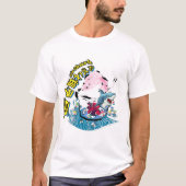 ミキティーズのサメと海の波の夏のシェービングアイス Tシャツ (正面)