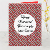 ミキテズレッドホワイトキャニキンスクライストマスパターン カード (黄色い花)