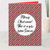 ミキテズレッドホワイトキャニキンスクライストマスパターン カード (正面)