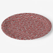 ミキテズレッドホワイトキャニキンスクライストマスパターン ペーパープレート (アングル)