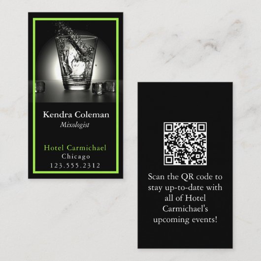 ミキモダンスお洒落ソカスタムス学者QRコード垂直部 名刺 (正面/裏面)