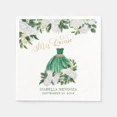 ミクインエメラルドグリーンホワイトピーニーキンセアニェラI スタンダードカクテルナプキン (正面)