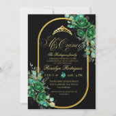 ミクインエメラルドグリーン花15誕生日 招待状 (正面)