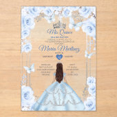 ミクインスソフトブルー&シルバーフローラキンセアニラ アクリル招待状 (正面)