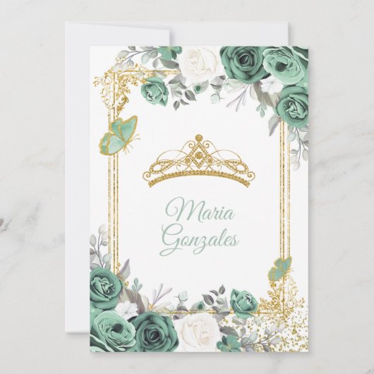 ミクインズダスティグリーン&ホワイト誕生日招待状 招待状 (裏面)