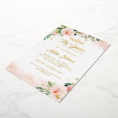 ミクインズピンクフローラ写真キンセアニェラ誕生日 箔招待状 (回転した状態)