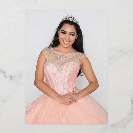 ミクインズピンクフローラ写真キンセアニェラ誕生日 箔招待状 (裏面)