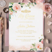 ミクインズピンク金ゴールドフローラキンセアニェラ誕生日 箔招待状