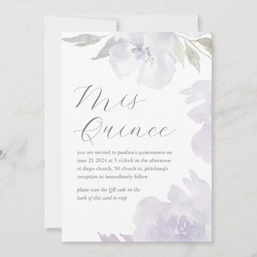 ミクインズフローラ誕生日キンセアニラQRコード 招待状 (正面)