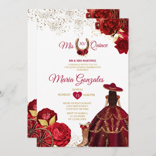 ミクインズ15アノスレッドローゼス金ゴールドクラウングリッター 招待状 (正面/裏面)