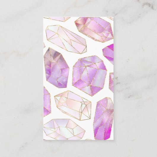 ミクスチッククリスタルホワイトピンク&金ゴールド名刺 名刺 (裏面)