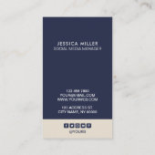 ミクラシックッドナイトブルー&ベージュソーシャルメディア縦書き 名刺 (裏面)