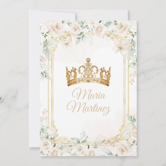 ミクリンアイボリーホワイトフローラプリンセス誕生日 招待状 (裏面)