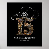 ミクリンキンセアニェラ金ゴールドデザインウェルカムサイン ポスター (正面)