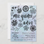 ミクリンスアニョスウォーターカラーブルーフローラキンセアニラ 招待状 (正面)