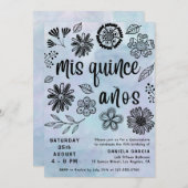 ミクリンスアニョスウォーターカラーブルーフローラキンセアニラ 招待状 (正面/裏面)