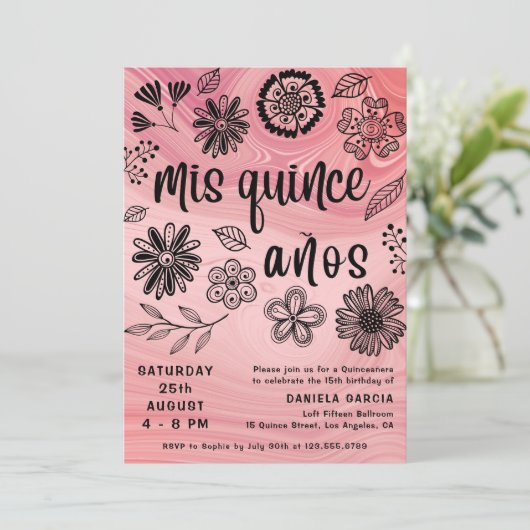 ミクリンスアニョスピンクモダンフローラキンセアニラ 招待状 (スタンド正面)