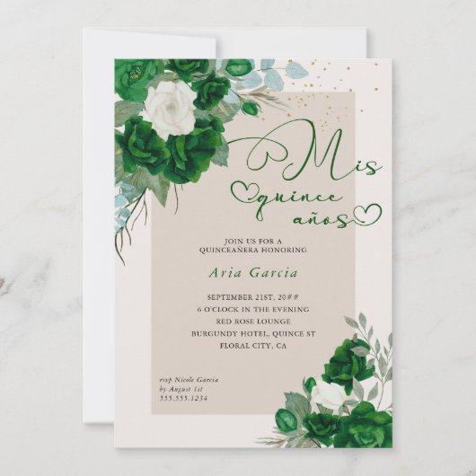 ミクリンスアノスエメラルドグリーンフローラキンセアニェラ 招待状 (正面)