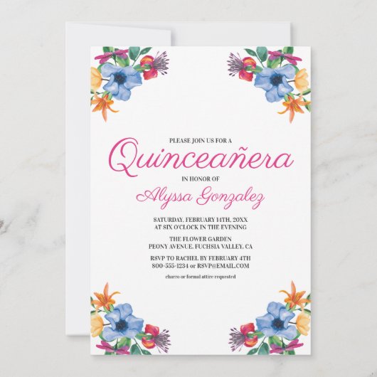 ミクリンスアノスフィエスタフラワーズホワイトキンセアニェラ 招待状 (裏面)