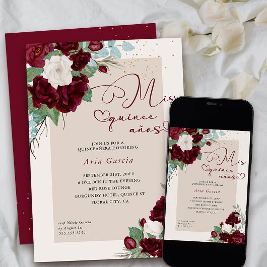 ミクリンスアノスブルゴーニュアイボリーフローラキンセアニェラ 招待状