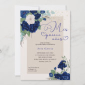 ミクリンスアノスブルー王室のネイビーフローラキンセアニェラ 招待状 (正面)