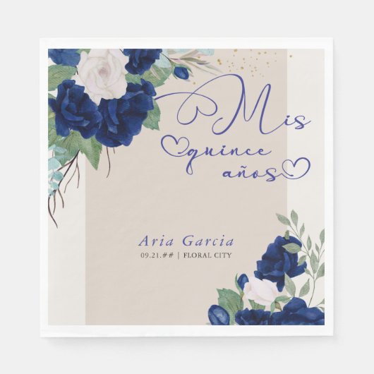 ミクリンスアノスブルー王室のフローラキンセアニェラ スタンダードランチョンナプキン (正面)