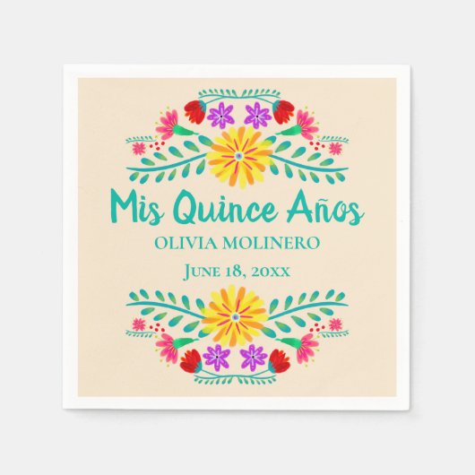 ミクリンスアノスメキシコシャンパーニュQuincenera スタンダードカクテルナプキン (正面)