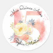 ミクリンスアノス赤面ピンクウォーターカラーフローラ15 ラウンドシール (正面)