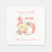 ミクリンスアノス赤面ピンクフローラ15誕生日 スタンダードカクテルナプキン (正面)