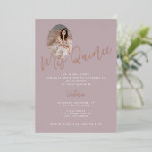 ミクリンスピンク15誕生日キンセアニラ金ゴールド 箔招待状 (立ち正面)