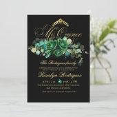 ミクリンスブラックフローラグリーン15誕生日 招待状 (スタンド正面)