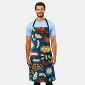 ミクロオルガの種類違うを含むシームレスなパターン エプロン (着用した状態)