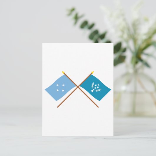 ミクロネシアとコスラエの国旗 ポストカード (スタンド正面)