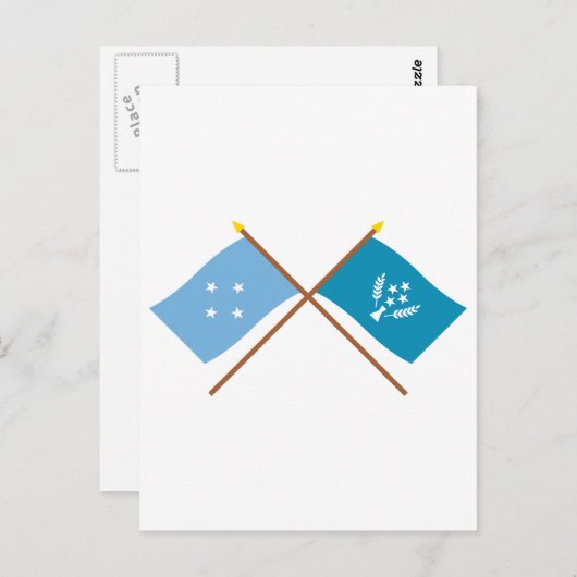 ミクロネシアとコスラエの国旗 ポストカード (正面/裏面)