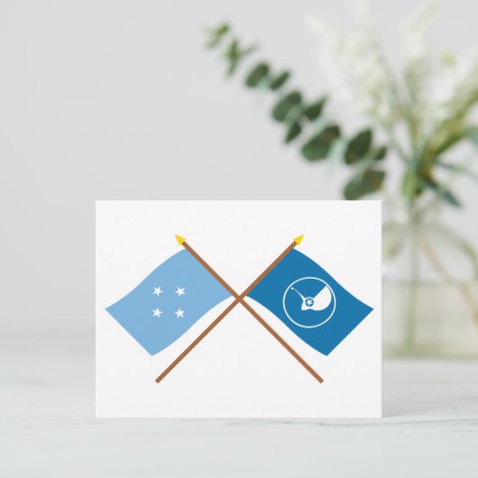 ミクロネシアとヤップの交叉旗 ポストカード (スタンド正面)