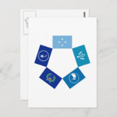 ミクロネシア国旗と州 ポストカード (正面/裏面)