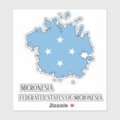 ミクロネシア国旗の地図の概要 シール (シート)