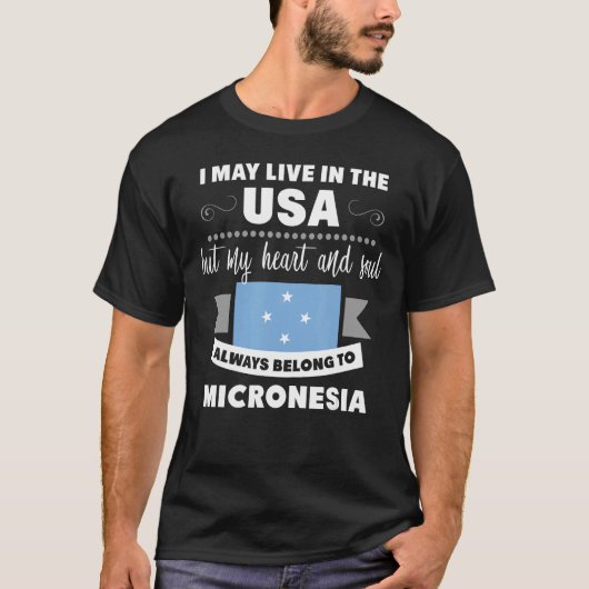 ミクロネシア米引用文シャツミクロネシア国旗 Tシャツ (正面)