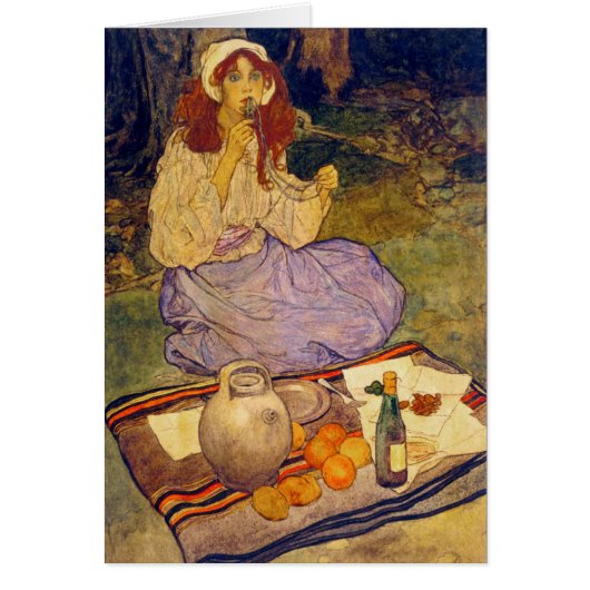 ミグエラ、ひざまずいて、彼女の唇に置く (正面)