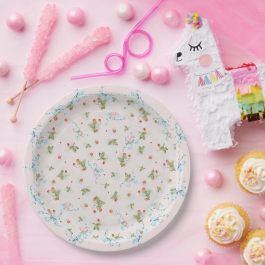 ミグノネットいちごフランスのブルーラージプレート ペーパープレート (パーティー)