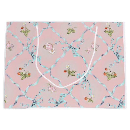 ミグノネットストロベリーリボントレリス赤面 ラージペーパーバッグ (正面)