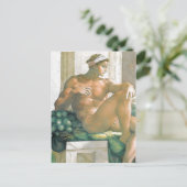 ミケランジェロと彼が手掛けたフレスコ画の説明 ポストカード (スタンド正面)