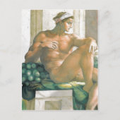 ミケランジェロと彼が手掛けたフレスコ画の説明 ポストカード (正面)