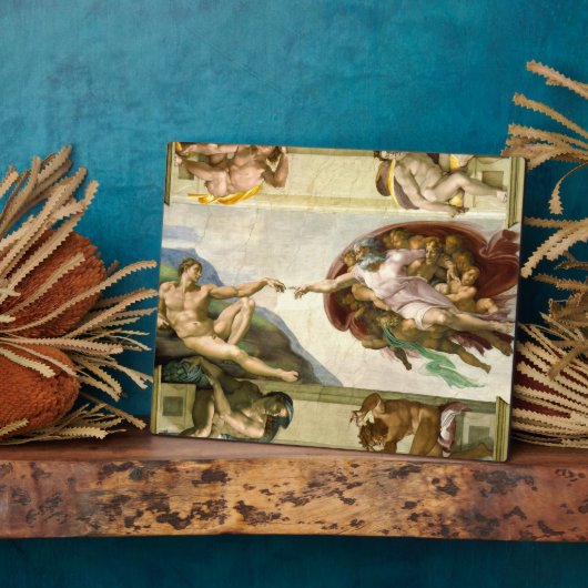 ミケランジェロによるアダムの創造ファインアート フォトプラーク (側面)