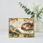 ミケランジェロによるアダムの創造ファインアート ポストカード (スタンド正面)