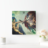 ミケランジェロによるアダムの創造 スクエア壁時計 (ホーム)