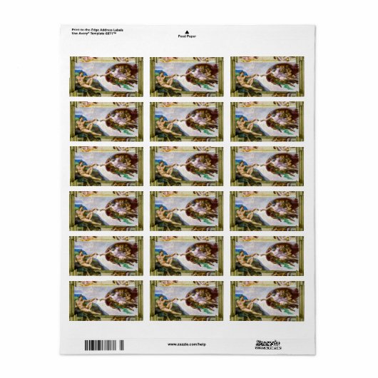 ミケランジェロによるアダムの創造 ラベル (フルシート)