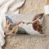 ミケランジェロによるアダムの創造 ランバークッション (ブランケット)