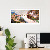 ミケランジェロによるアダム(詳細)創造の神 ポスター (ホームオフィス)