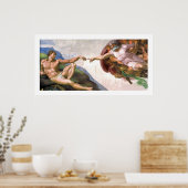 ミケランジェロによるアダム(詳細)創造の神 ポスター (キッチン)